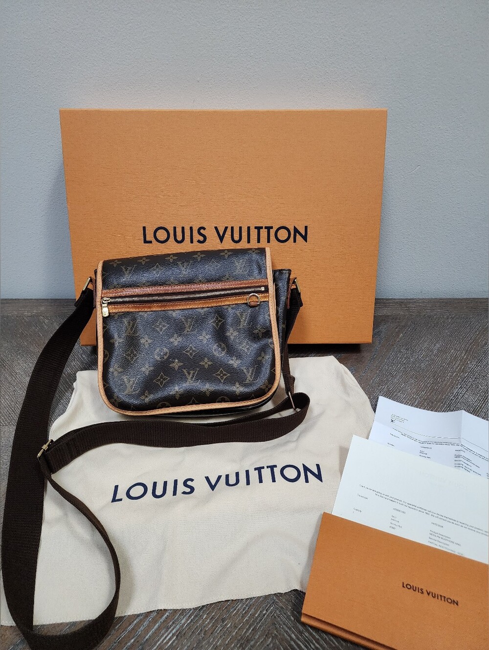 Vintage Louis Vuitton LV Shoulder Bag Bosphore Brown Monogram